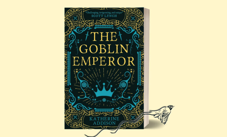 Cover of The Goblin Emperor book by Katherine Addison on a yellow background with a black bird.