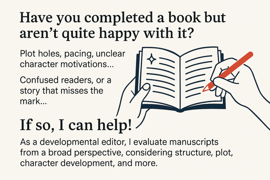 A person writes in the margins of a book with a red pen.