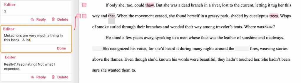 In this collection of comments, the editor mentions the overuse of metaphors, and comments favorably on an unexpected aspect of the fictional world.