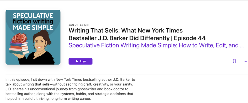 A screenshot of a Speculative Fiction Made Simple Pocast episode