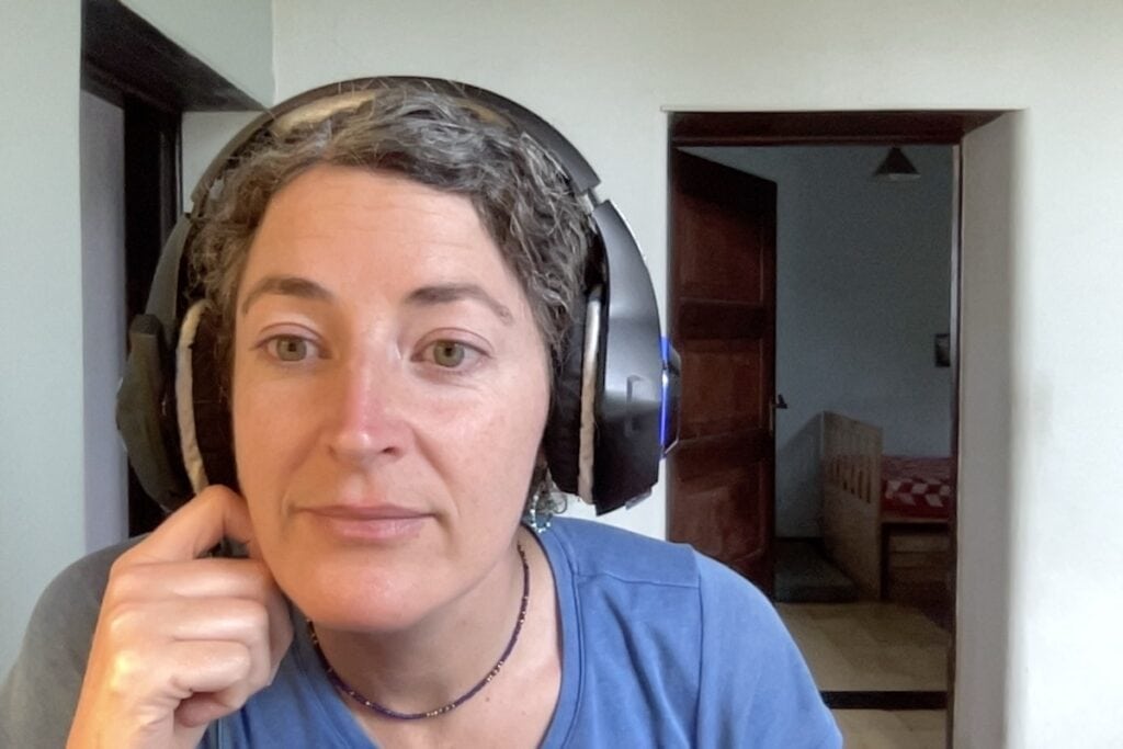 Yvonne listening to her manuscript using text-to-speech tools